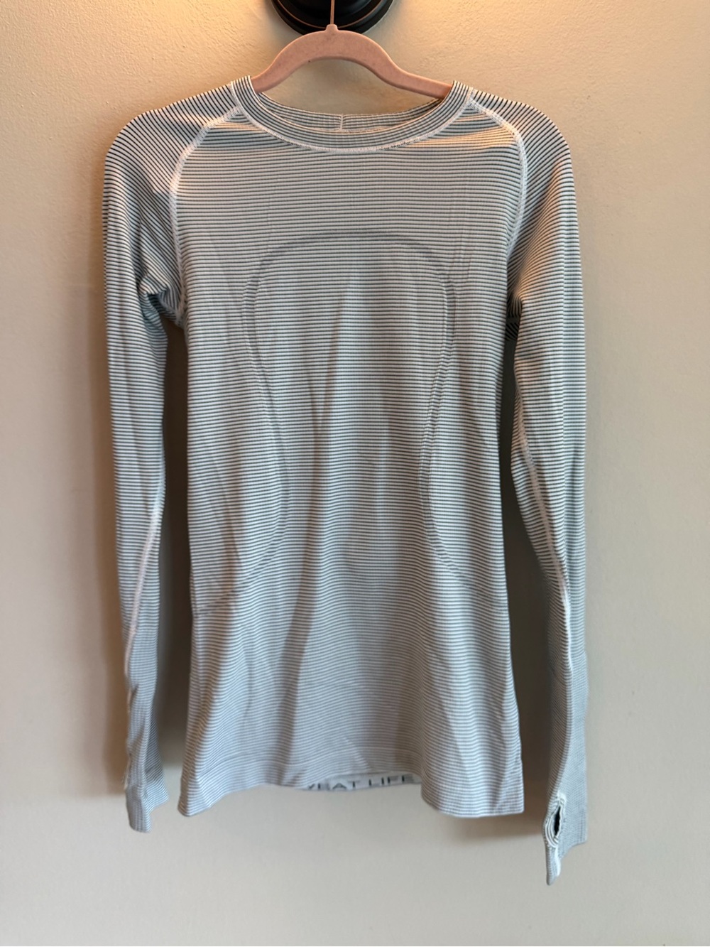 Lululemon Swiftly Tech Long Sleeve Shirt Striped White Black Size 6
